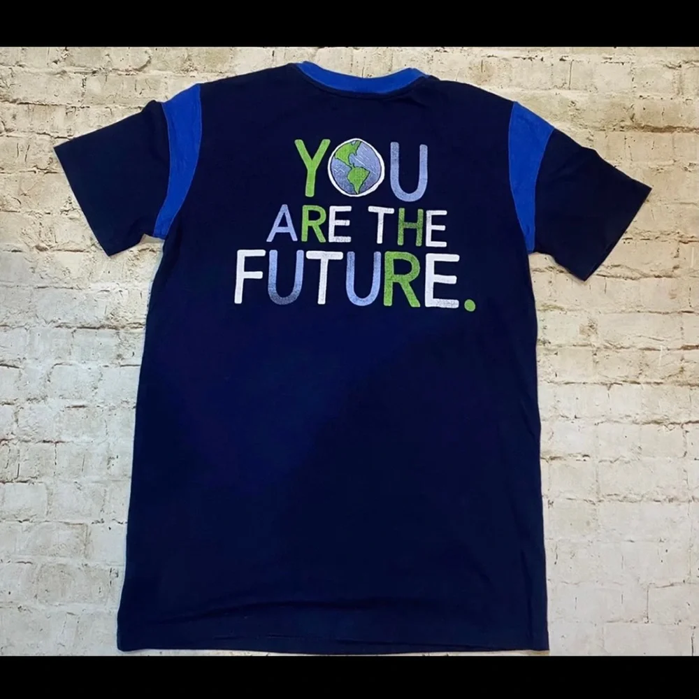 Kids tee shirt blue Change the world